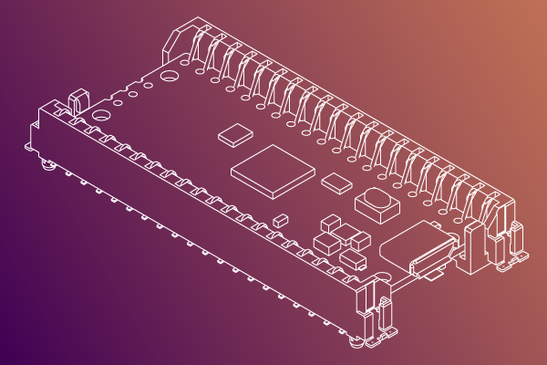 Line art of Clipzin holding Raspberry Pico